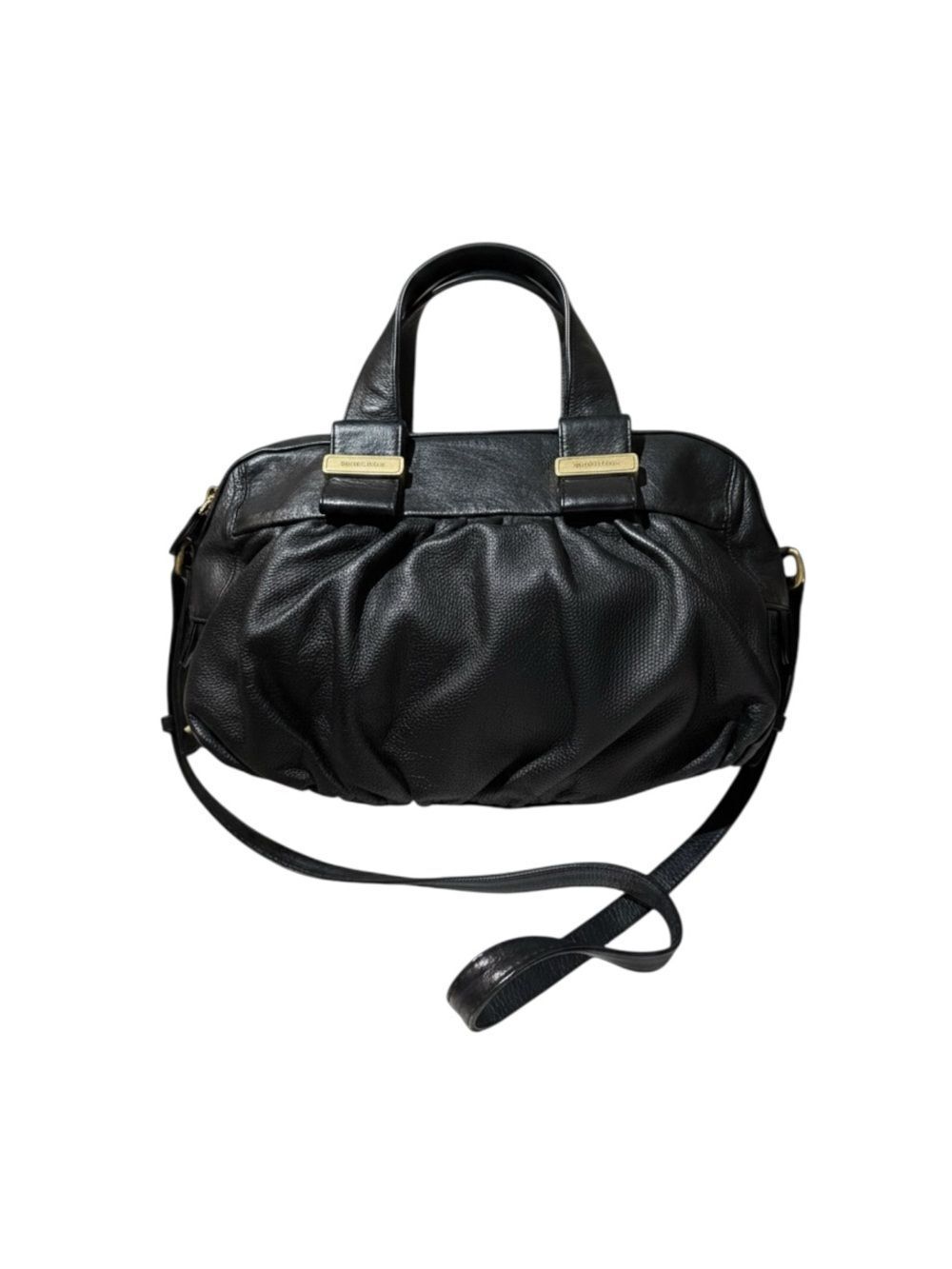 See by Chloe Black Leather Pleated Top Handle Bowler Boston 2way Satchel Auth